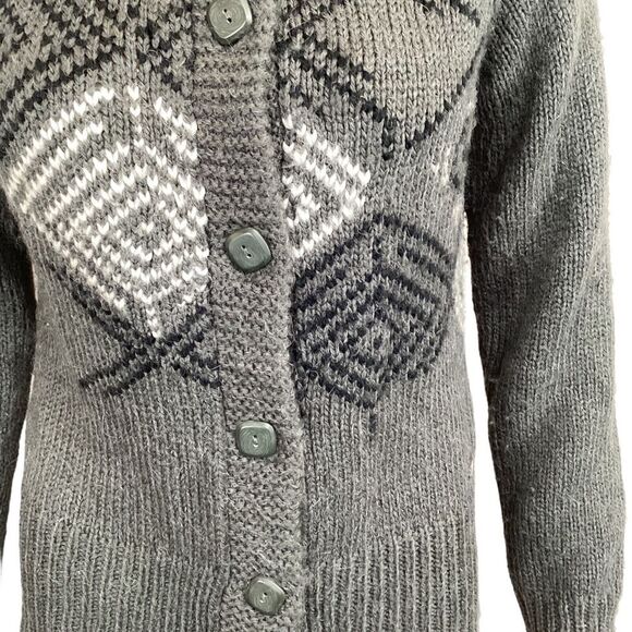 Columbia Sweater Medium Gray Wool Alpaca Blend Knit Button-Up Cardigan - Picture 5 of 9
